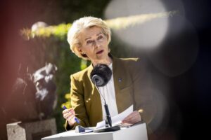 La presidenta de la Comisión Europea, Ursula von der Leyen, el pasado jueves en Aarhus, durante la apertura de la presidencia de turno danesa.