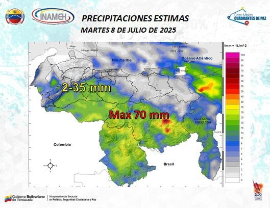 Paso de la onda tropical número 14 provoca lluvias en algunas regiones de Venezuela este #8Jul