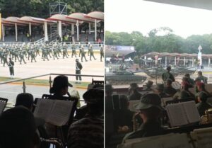 caraqueños no asistieron al deslucido desfile militar bajo la lluvia en Fuerte Tiuna