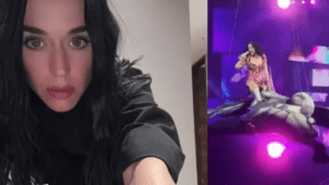 el momento en el que Katy Perry casi cae encima del público en su concierto en Estados Unidos