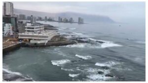 en una localidad costera nivel del mar subió 1,75 metros