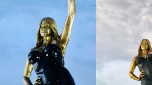 tributo de bronce de 7,5 metros de altura y más de 5 toneladas