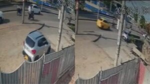 Carro cayó a un canal de aguas lluvias en Cartagena durante una extraña maniobra: 'Siguió derecho'
