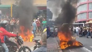 Comunidad prendió fuego a motocicleta de presuntos ladrones luego de intentar robar a una persona en Bucaramanga