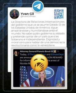 Gobierno nacional repudia recompensa de EE.UU. por información de presidente Maduro