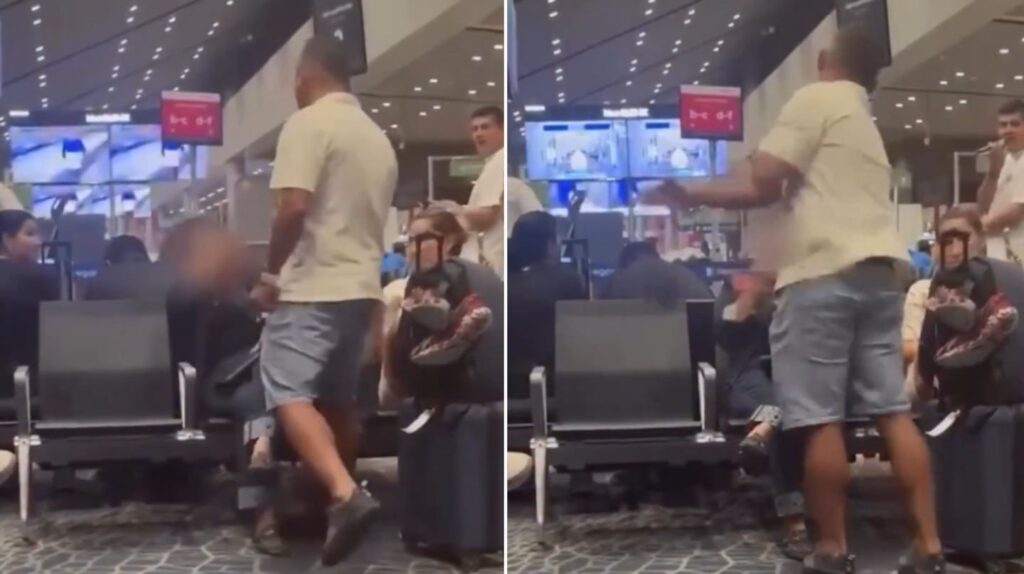 Hombre le pegó una cachetada a una mujer en un aeropuerto luego de que se negara a cederle el asiento (VIDEO)