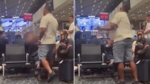 Hombre le pegó una cachetada a una mujer en un aeropuerto luego de que se negara a cederle el asiento (VIDEO)