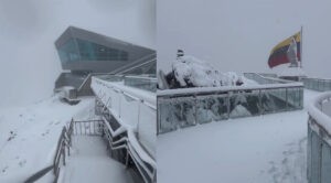 Imponente nevada adorna el Pico Espejo este domingo