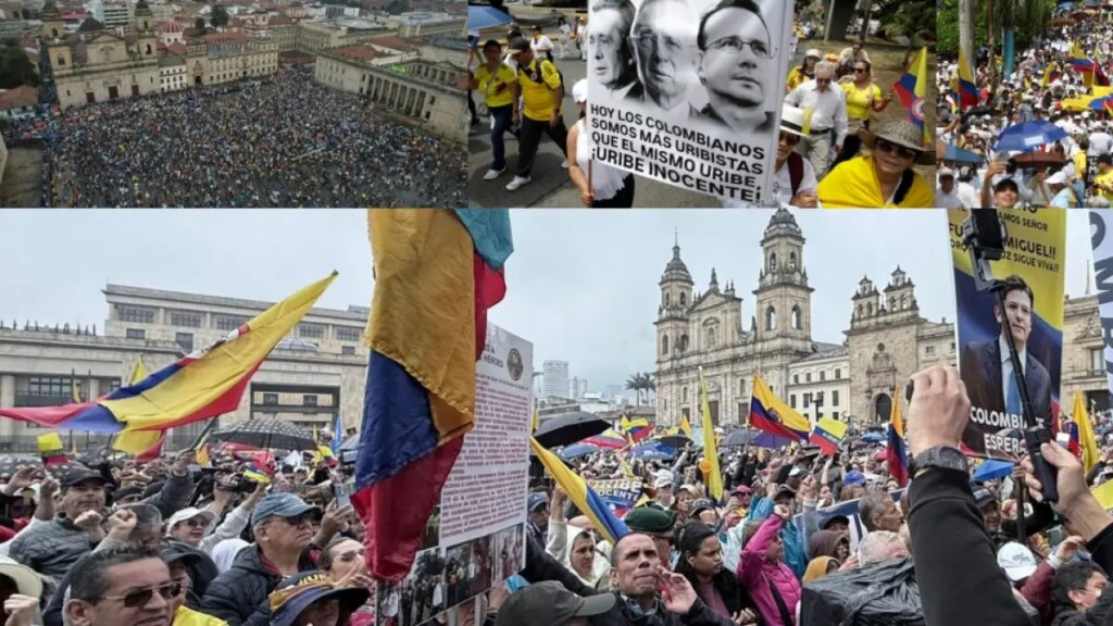 Las fotos de las marchas a favor del expresidente Álvaro Uribe en Bogotá, Medellín y otras ciudades de Colombia hoy 7 de agosto
