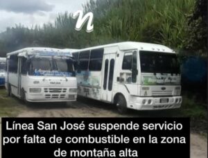 Línea San José suspende su servicios por falta de combustible en zona de montaña alta – Diario La Nación