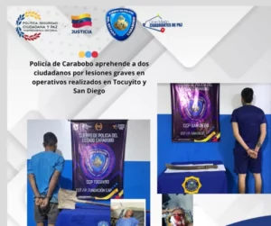 Policía de Carabobo aprehende a dos ciudadanos por lesiones
