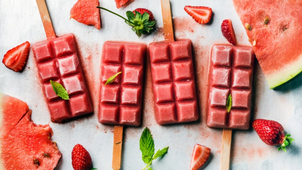 Polos caseros de sandia y fresa, ideales para darle un giro al verano