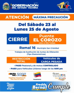 Restringirán paso vehicular por puente El Corozo, el Ramal 16 – Diario La Nación