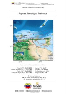 Sismo de magnitud 4.3 se sintió en Ciudad Guayana este viernes