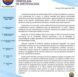 Sociedad Venezolana de Anestesiología pide investigar muertes de niños venezolanos en Chile