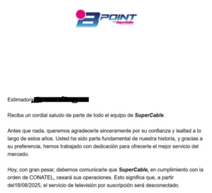 Supercable cesa operaciones en Venezuela