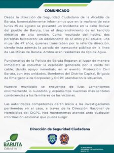 Un niño y su abuela mueren electrocutados en Baruta