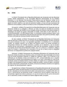 Venezuela denuncia en la ONU violación al Tratado de Tlatelolco por parte de EE.UU.