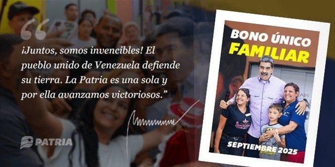 Anuncian entrega del Bono Único Familiar de septiembre