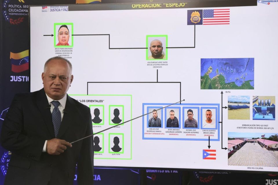 Cabello denuncia "falsa bandera" de la DEA para vincular al país