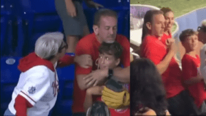 Críticas a fanática enojada que le quitó una pelota de jonrón a un niño en partido de béisbol: recompensaron al pequeño con algo mucho mejor