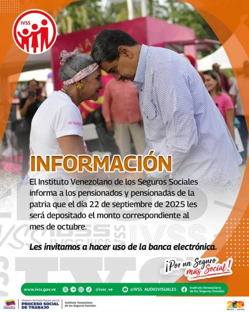 IVSS pagará este 22Sep la pensión correspondiente del mes de octubre