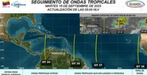 Inameh aseguró que onda tropical traerá lluvias a diversas zonas de Venezuela