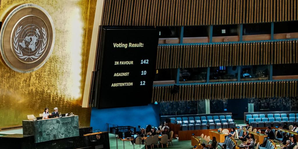 La Asamblea de la ONU apoya de forma abrumadora la creación del Estado palestino