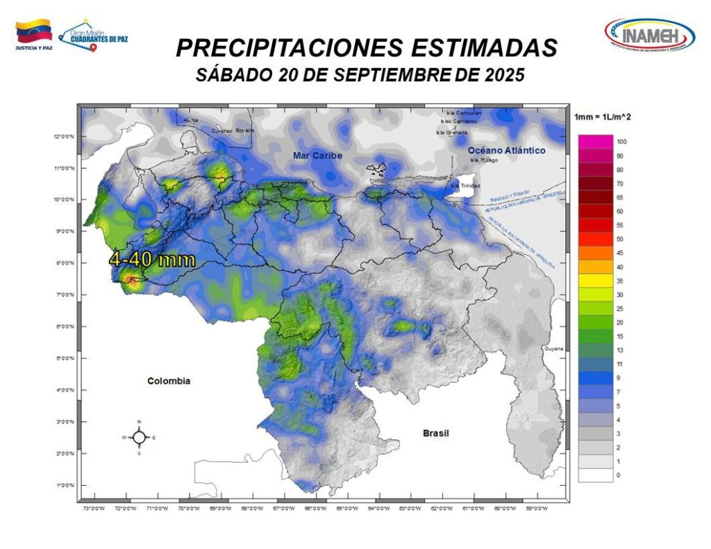 Lluvias en el sur y occidente del país marcarán la jornada de este #20Sep, según Inameh
