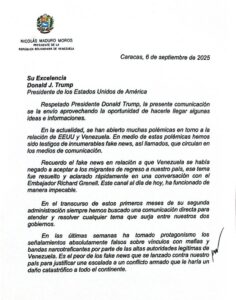 Maduro afirma disposición al diálogo en carta enviada a Trump