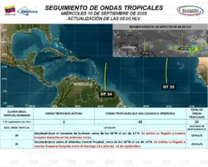 Onda tropical 34 llegará a Venezuela en las próximas horas