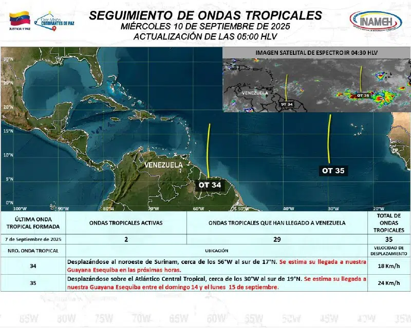 Onda tropical 34 llegará a Venezuela en las próximas horas