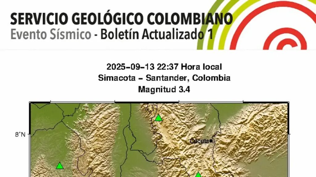 Temblor hoy en Colombia | Reportan nuevo sismo enSantander en la noche de este 13 de septiembre; epicentro, magnitud y profundidad