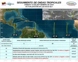 Venezuela espera dos nuevas ondas tropicales mientras la N° 34 se desplaza por el oriente