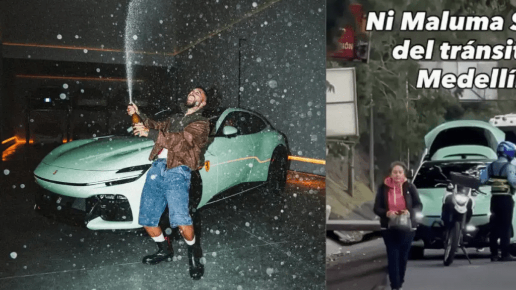 Video| Maluma salió a estrenar su Ferrari nuevo, único en el mundo, a las calles de Medellín y agentes de tránsito no se la perdonaron