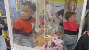 Niño de cuatro años quedó atrapado dentro de una máquina de peluches en una pizzería