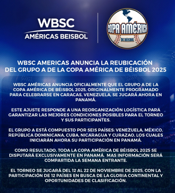 Venezuela pierde la sede de la Copa América de Beisbol 2025