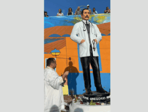 Develan escultura en homenaje a San José Gregorio