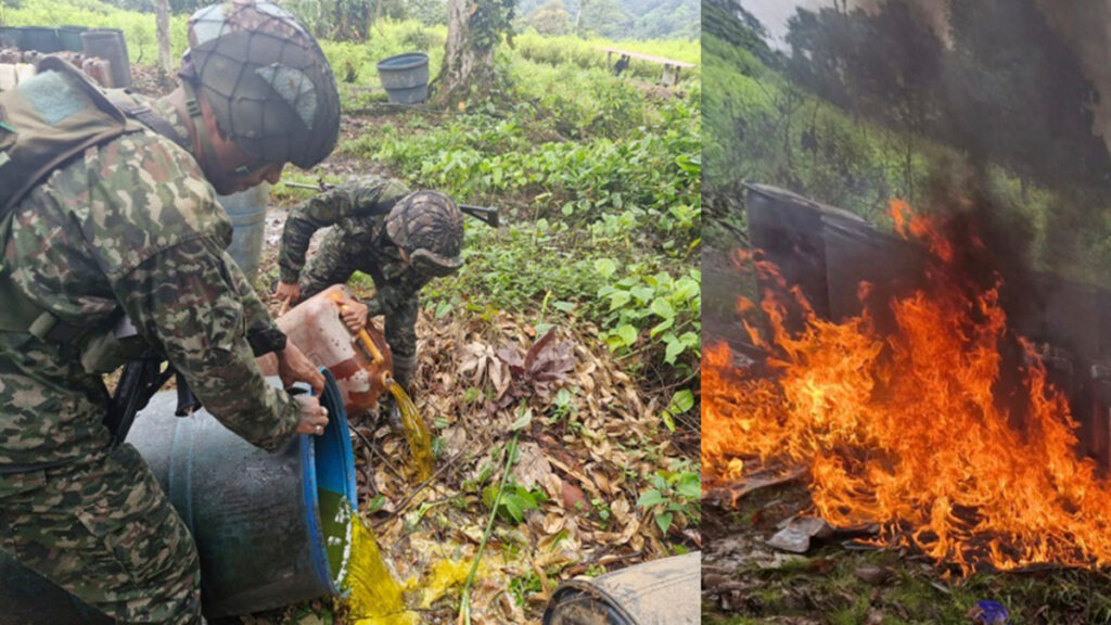 Ejército Nacional destruyó 10 laboratorios para el procesamiento de coca en noviembre