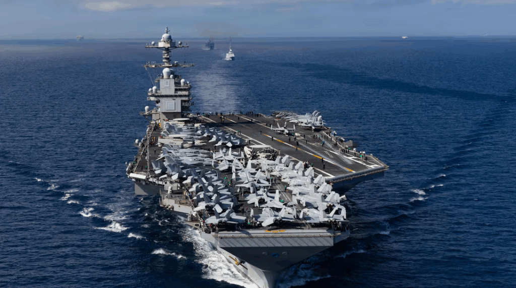 El USS Gerald R. Ford cruza el Estrecho de Gibraltar rumbo al Caribe