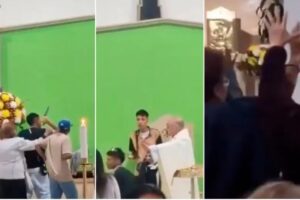 Hombres armados se metieron a una iglesia para robar a joven en plena misa (VIDEO)