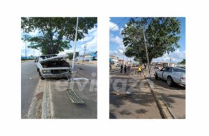Un Caprice presentó desperfecto mecánico y colisionó contra un poste eléctrico en la Av. Rotaria