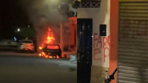 disparos contra la estación de Policía e incendio de vehículo; esto es lo que se sabe