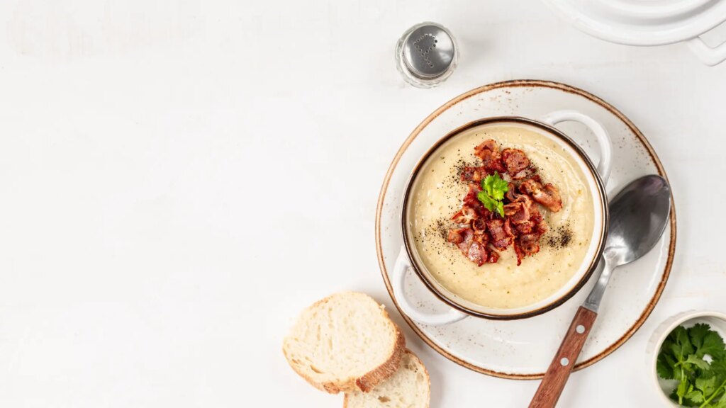 Crema de castañas con crujiente de jamón, una receta barata para sorprender esta Navidad