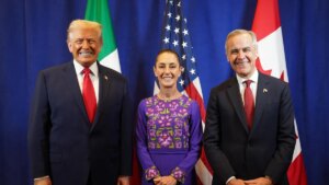 Donald Trump, Claudia Sheinbaum y Mark Carney se reunieron luego del sorteo del Mundial 2026