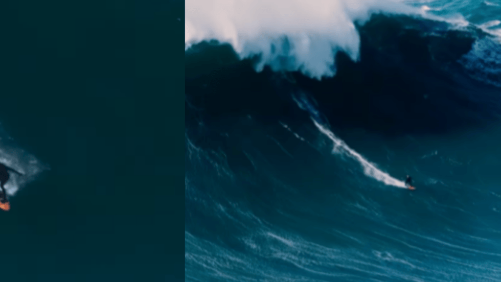 En video quedó registrado el momento en que un surfista fue arrastrado por una ola gigante en la playa portuguesa de Nazaré