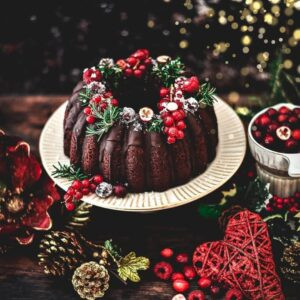 Fantasía navideña, decorativa y sabrosa con un tren tradicional