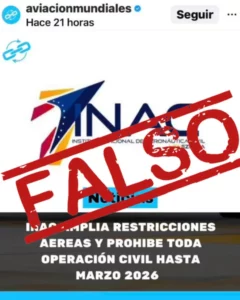 Inac desmiente prohibición de operaciones civiles en Venezuela