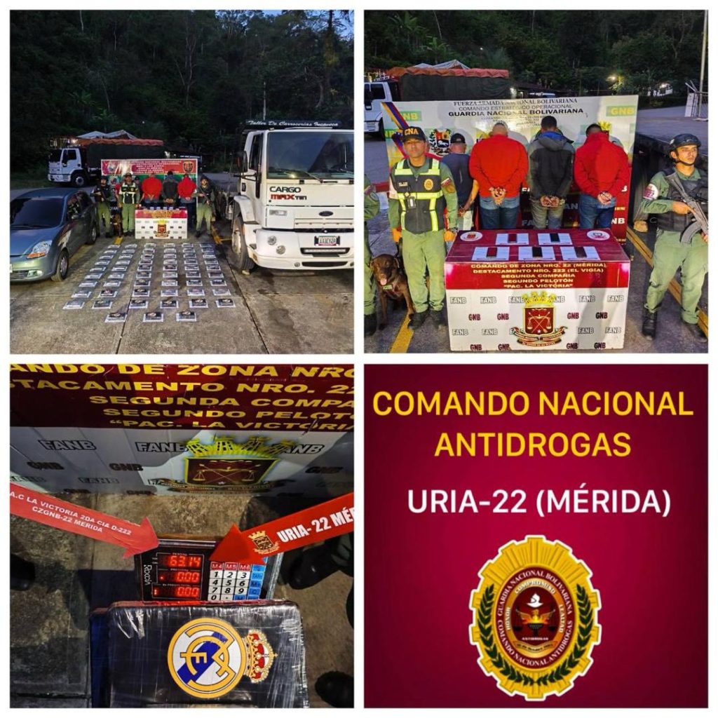 Incautan 63 kilogramos de cocaína en Mérida