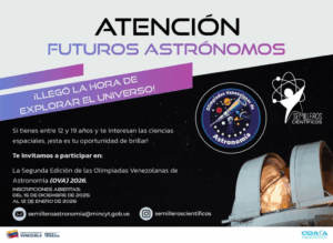 Inician inscripciones para la II edición de la Olimpiada Venezolana de Astronomía 2026